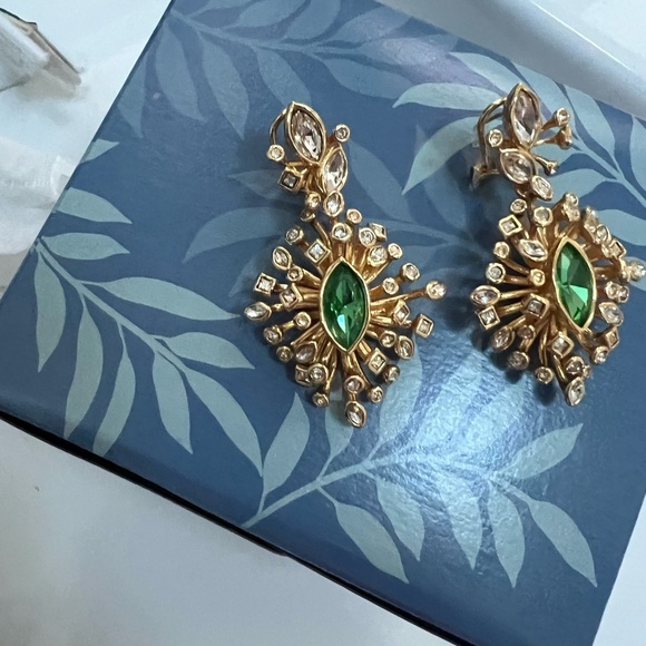 Alexis Bittar Gold and Green Statement Earrings - Picture 4 of 7